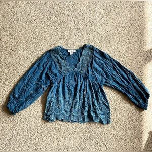 rachel zoe boho embroidered top